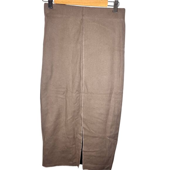 NWT Zara Ribbed Midi Taupe Skirt Size Small - Picture 2 of 5